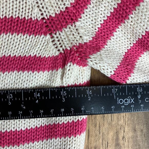 Banana Republic Womens Sweater White Pink Striped Crew Neck Long Sleeve XS - Picture 8 of 12